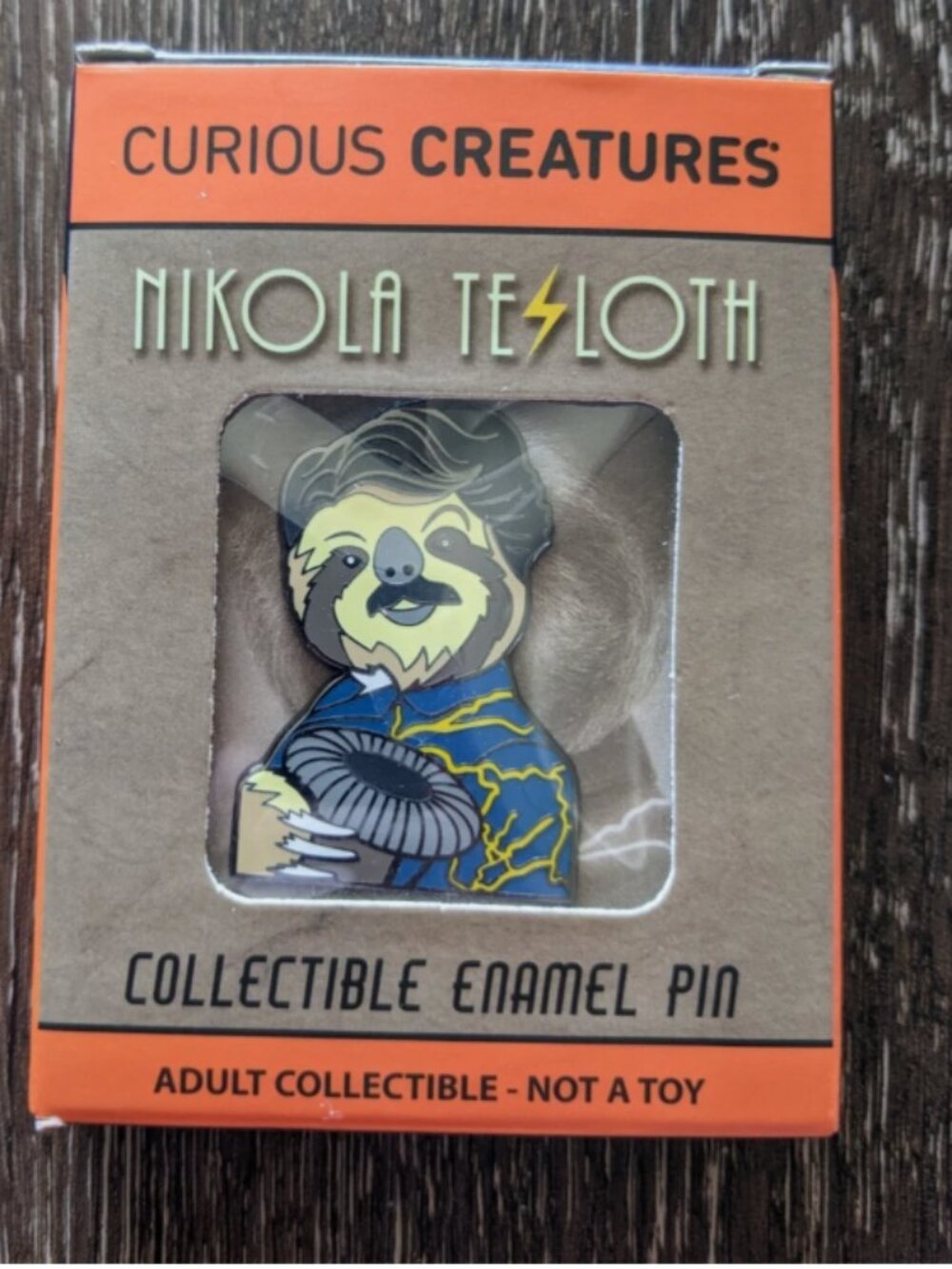 Curious Creatures Collectible Enamel Pin 01: Nikola Tesloth NEW BNIB VSauce Box